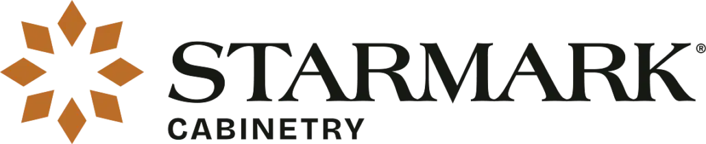 Starmark company logo with orange geometric star emblem and black Starmark text, suitable for cabinet brand identity